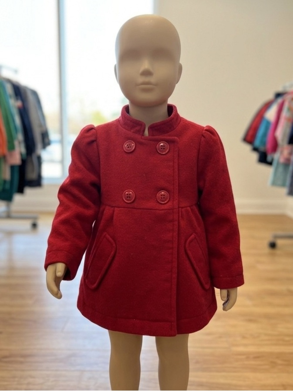 Circo Red Double-Breasted Kids Peacoat